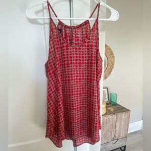 A. Byer Red and Ivory Patterned Sleeveless Top